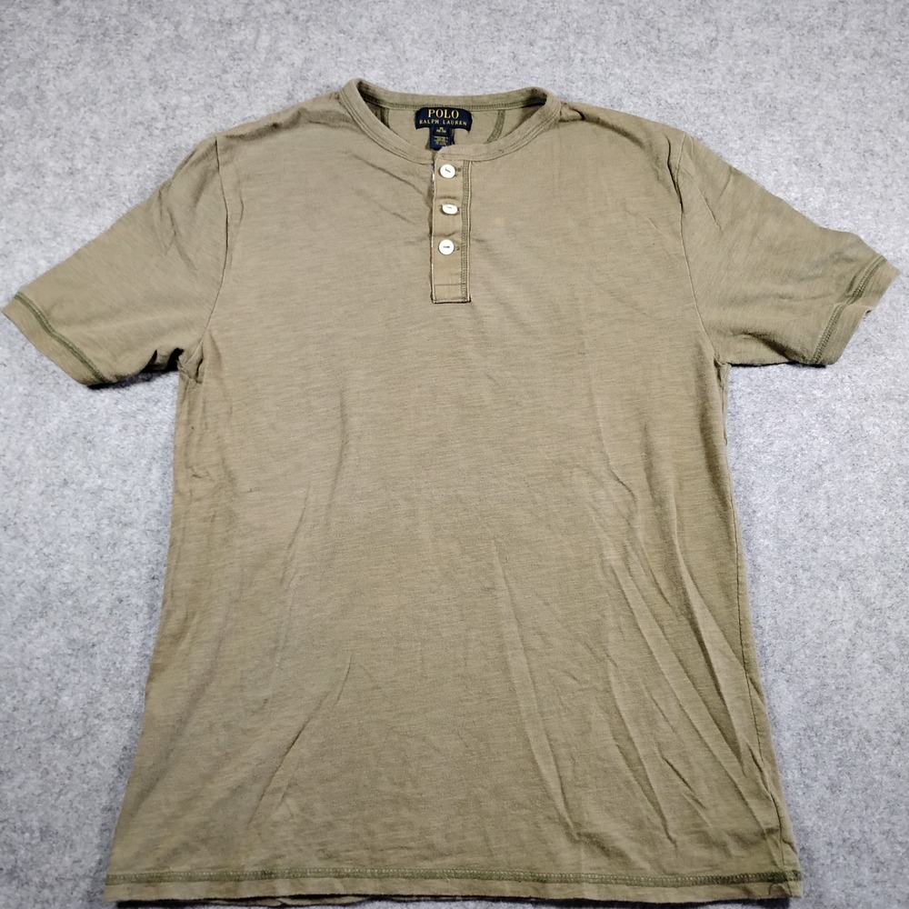 Polo Ralph Lauren‎ Kids XL 18-20 Green Henley Shirt Short Sleeve American Flag